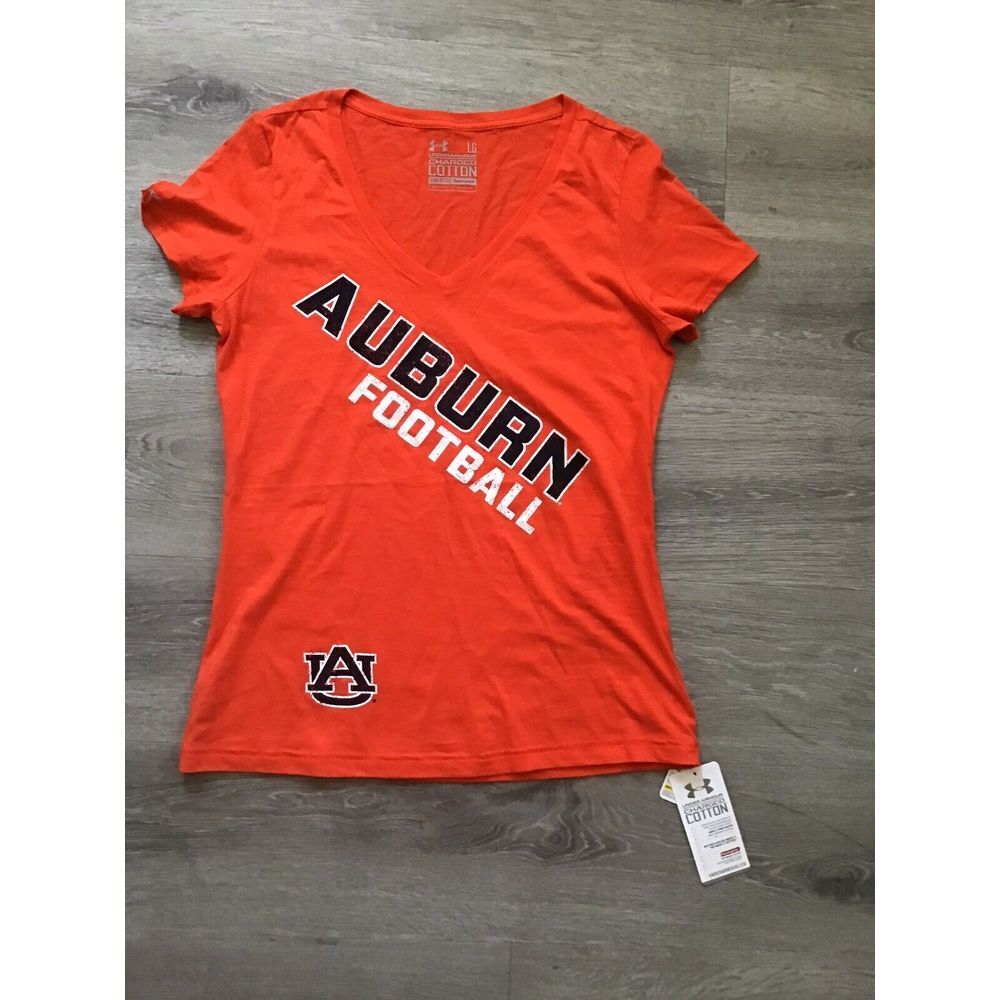 New Auburn Tigers Under Armour Ladies Large L War Eagles logo tshirt Orange NWT